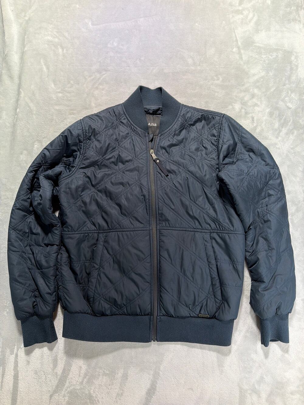 prAna Esla Quilted Bomber Jacket Sherpa Fleece Lined Slate Blue Women's Med